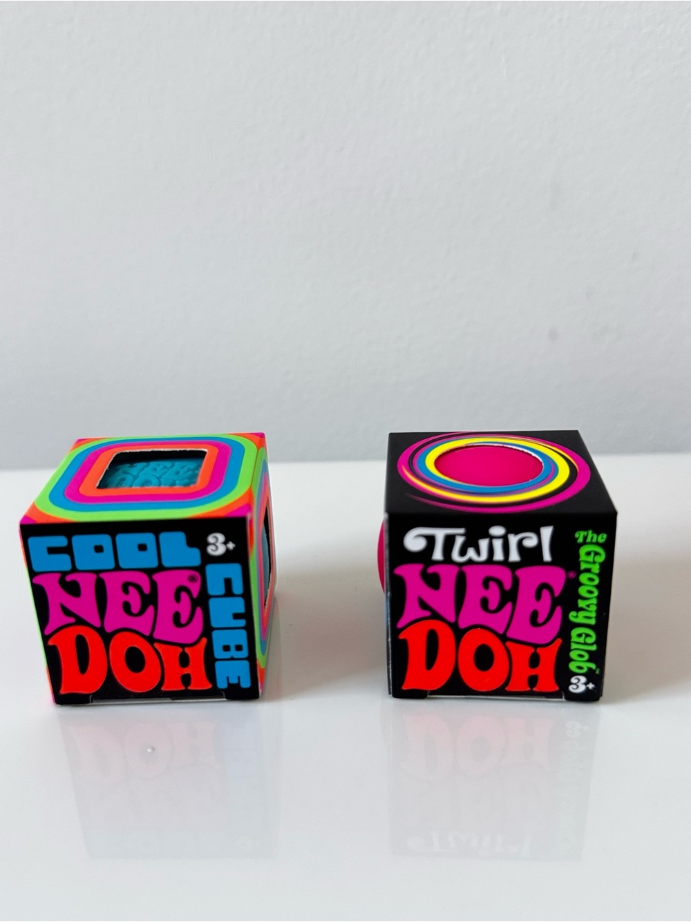 Schylling NeeDoh Cool Cube & Twirl Groovy Glob 2 Pack Sensory Fidget Stress Toy